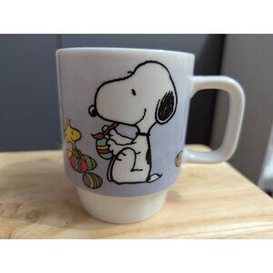 2021 Peanuts coffee tea mug Snoopy & Woodstock painting Easter eggs 4 inch